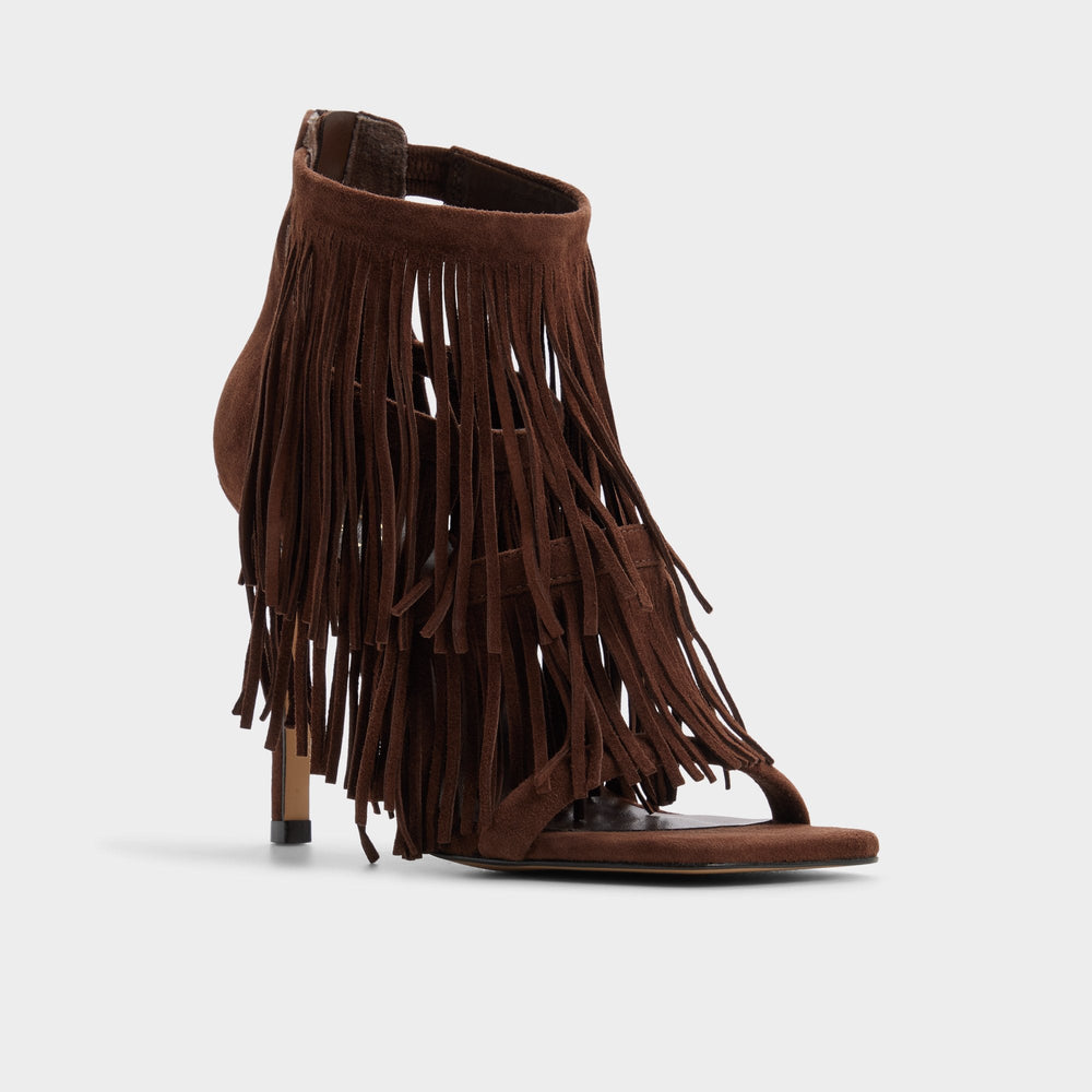 Nahana in Dark Brown - Strappy heeled sandal, Stiletto heel