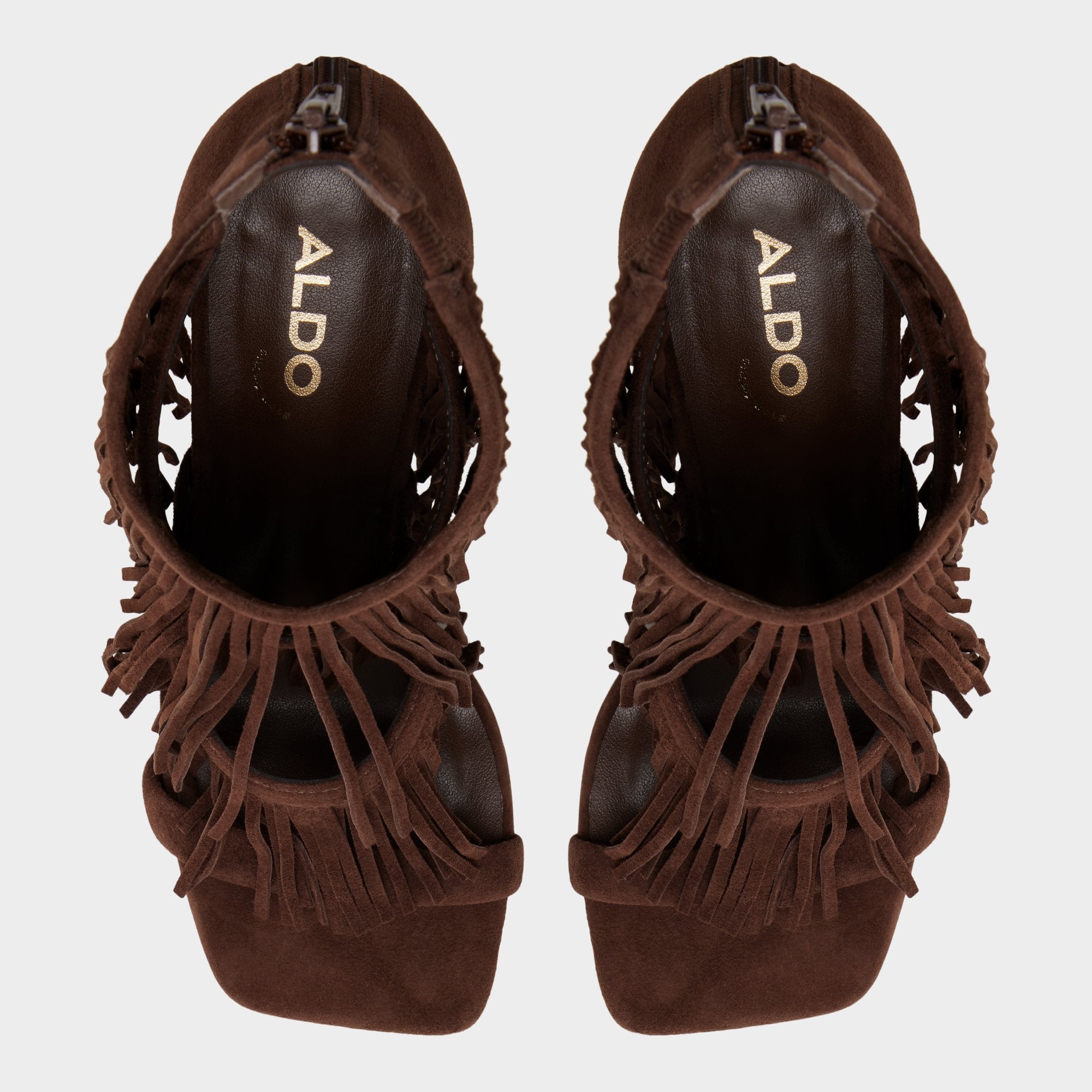 Nahana in Dark Brown - Strappy heeled sandal, Stiletto heel