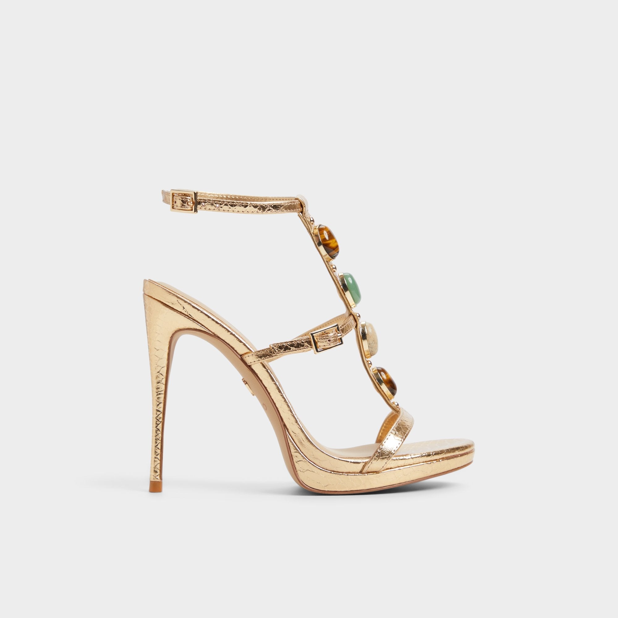 Opalia Gold Women's Strappy sandals - Strappy heeled sandal, Platform