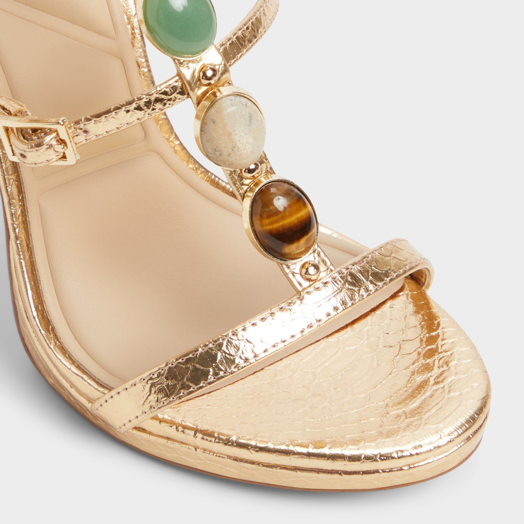 Opalia Gold Women's Strappy sandals - Strappy heeled sandal, Platform
