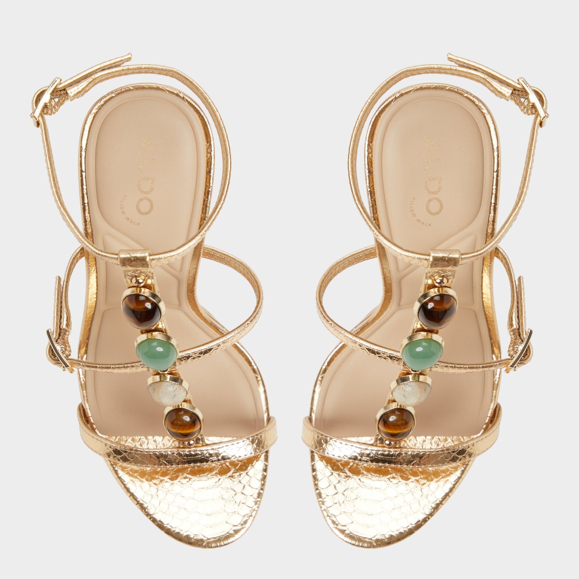 Opalia Gold Women's Strappy sandals - Strappy heeled sandal, Platform