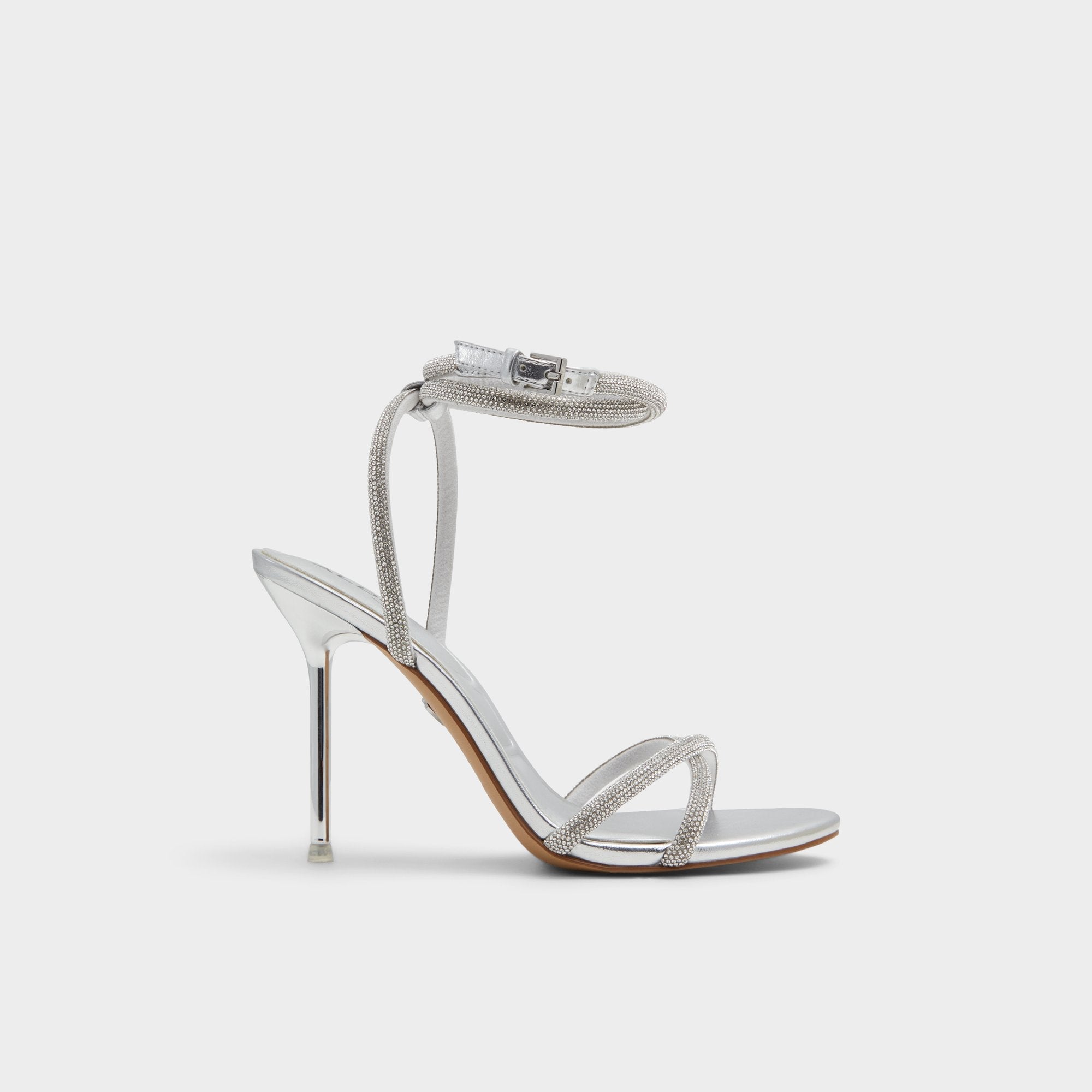 Manaelden Silver Women's Heeled sandals - Strappy heeled sandal, Stiletto heel