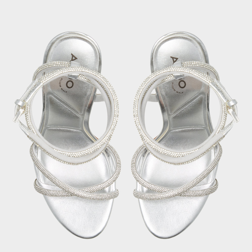 Manaelden Silver Women's Heeled sandals - Strappy heeled sandal, Stiletto heel