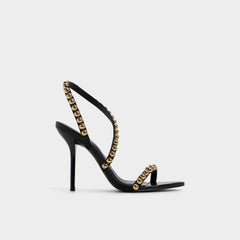 Attey in Black - Strappy heeled sandal, Stiletto heel