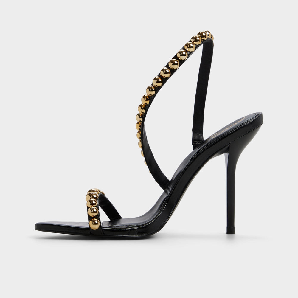 Attey in Black - Strappy heeled sandal, Stiletto heel
