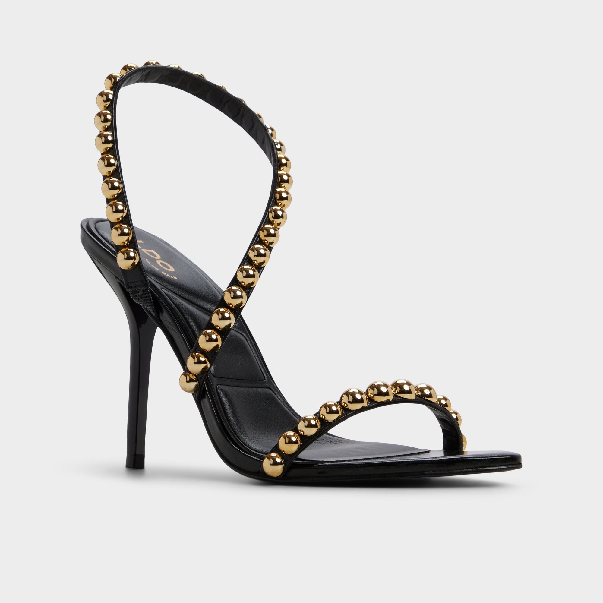 Attey in Black - Strappy heeled sandal, Stiletto heel