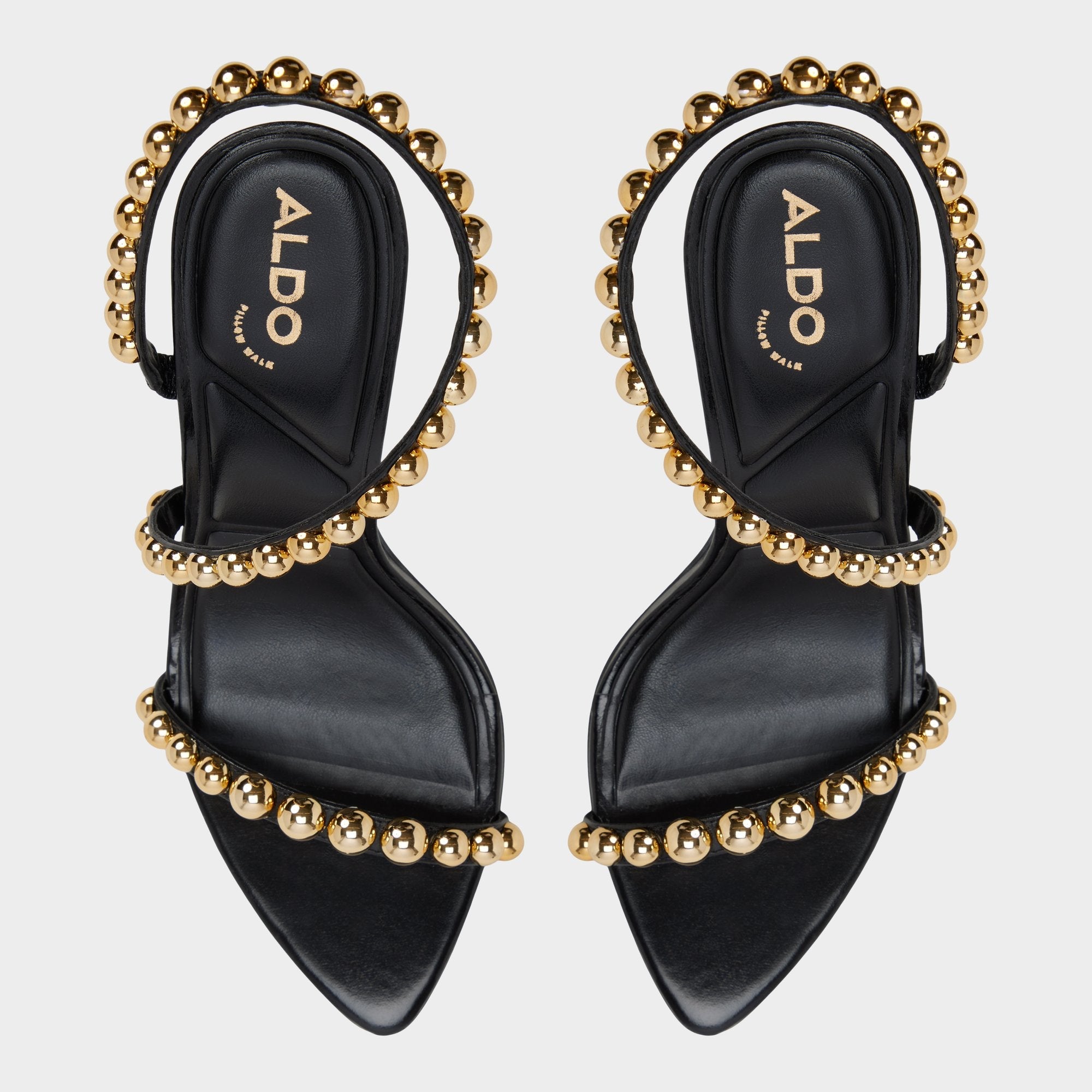 Attey in Black - Strappy heeled sandal, Stiletto heel