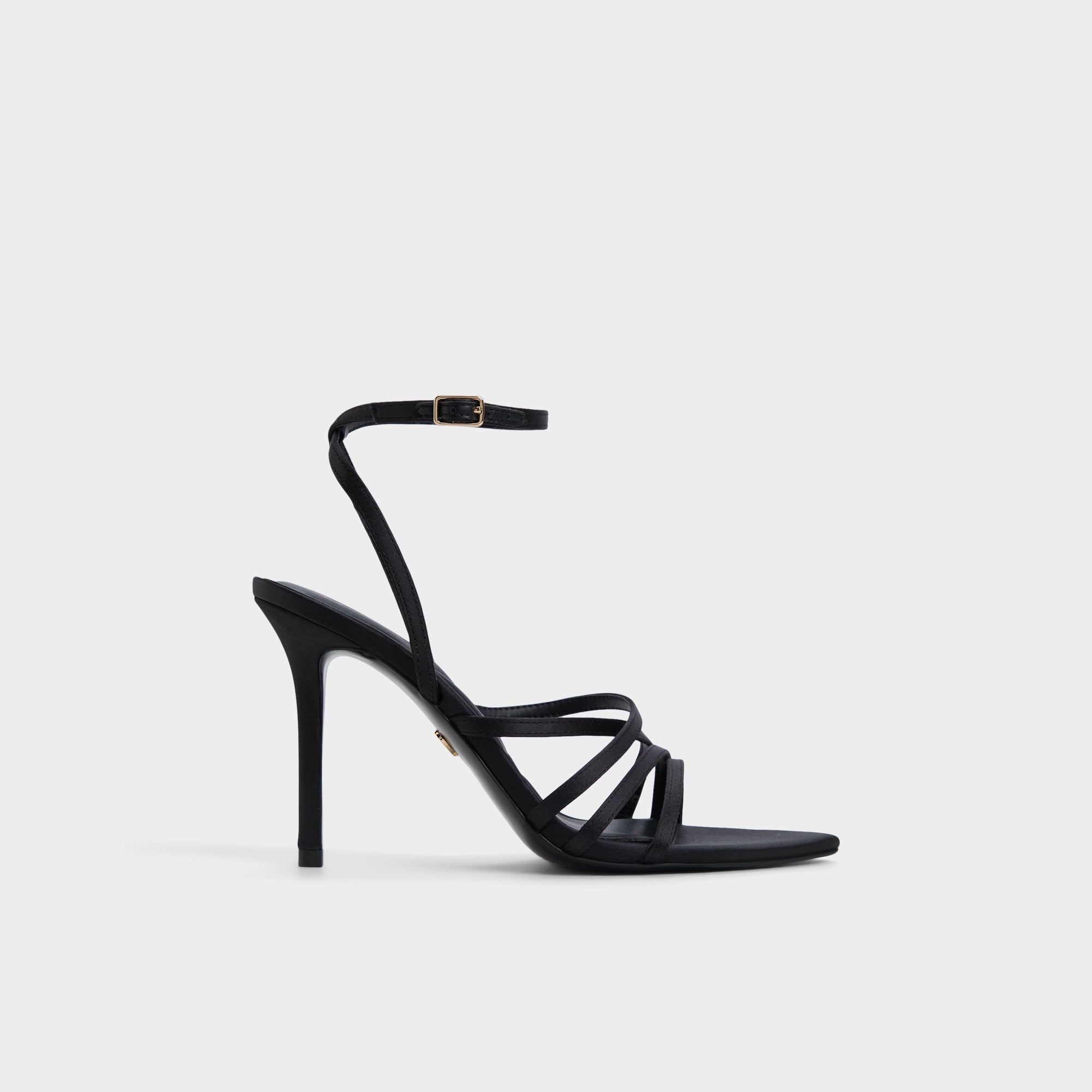 Solania Black Women's Strappy sandals - Strappy heeled sandal, Stiletto heel