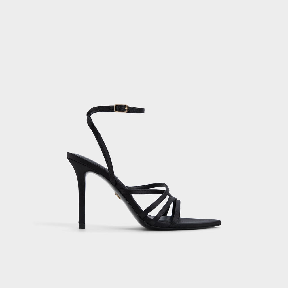 Solania Black Women's Strappy sandals - Strappy heeled sandal, Stiletto heel