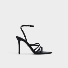 Solania Black Women's Strappy sandals - Strappy heeled sandal, Stiletto heel