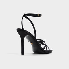 Solania Black Women's Strappy sandals - Strappy heeled sandal, Stiletto heel