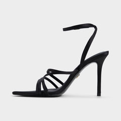 Solania Black Women's Strappy sandals - Strappy heeled sandal, Stiletto heel