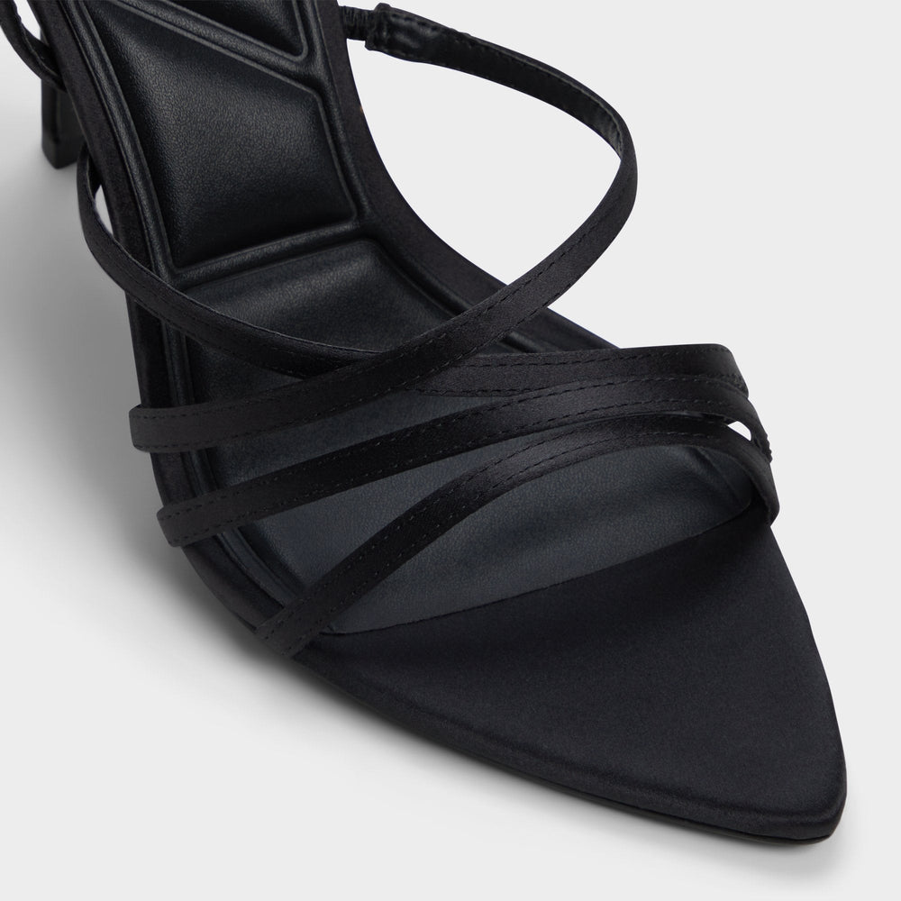 Solania Black Women's Strappy sandals - Strappy heeled sandal, Stiletto heel