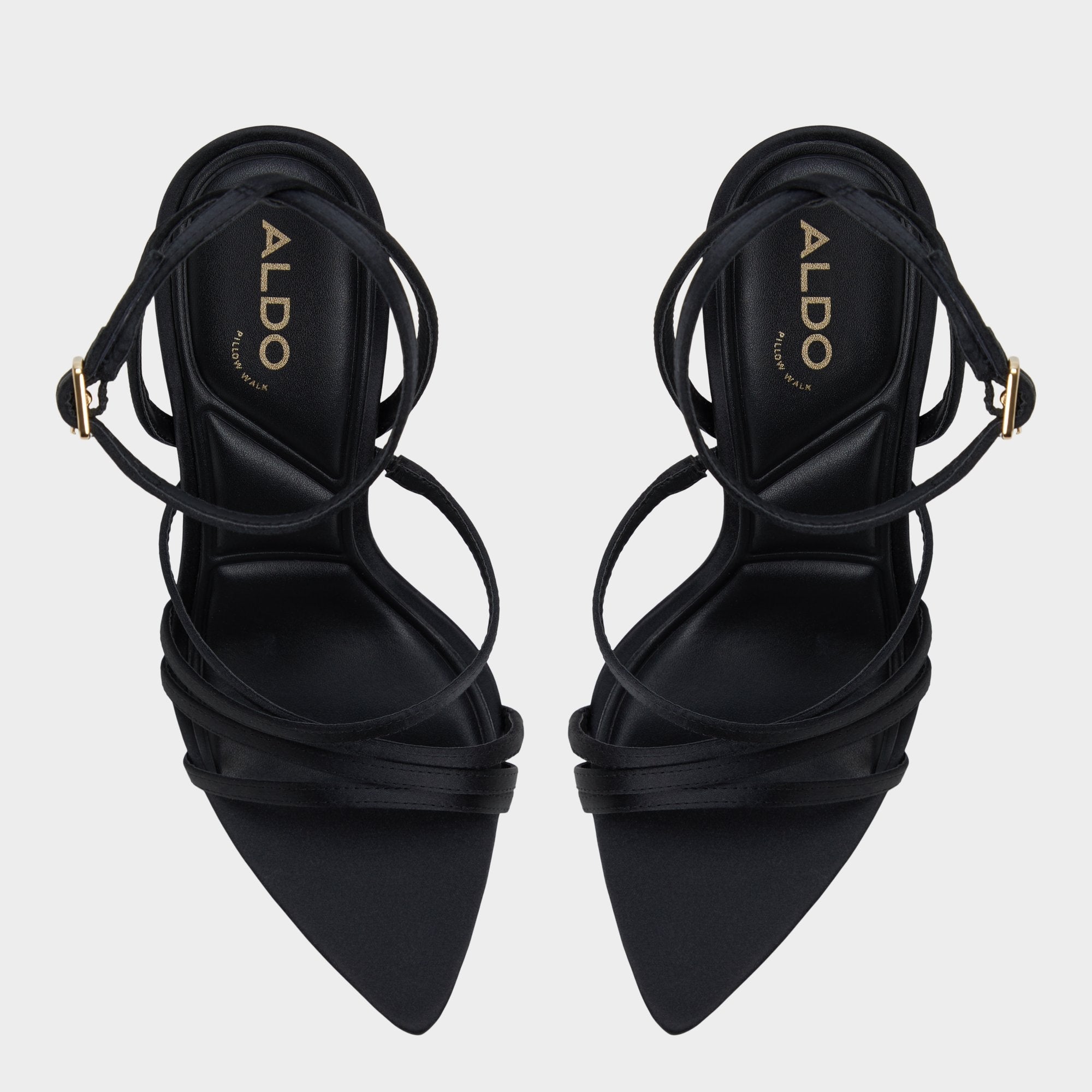 Solania Black Women's Strappy sandals - Strappy heeled sandal, Stiletto heel