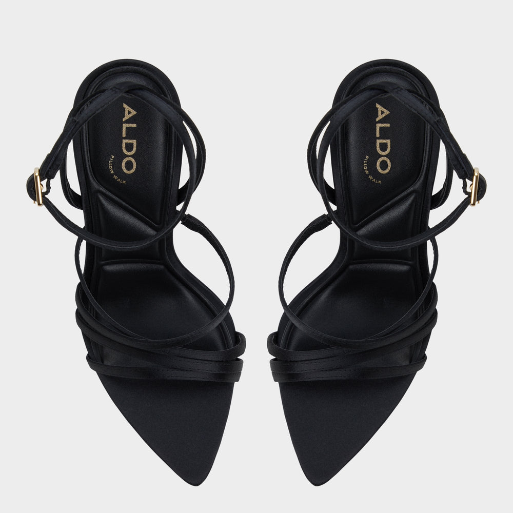 Solania Black Women's Strappy sandals - Strappy heeled sandal, Stiletto heel