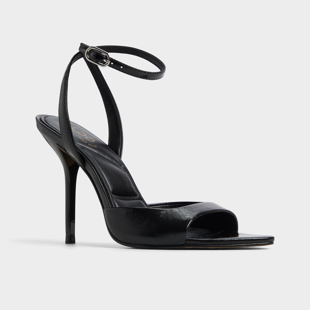 Forevermore Black Women's Strappy sandals - Strappy heeled sandal, Stiletto heel