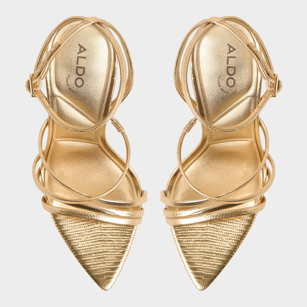 Solania Gold Women's Heeled sandals - Strappy heeled sandal, Stiletto heel