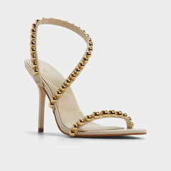 Attey in Cream - Strappy heeled sandal, Stiletto heel