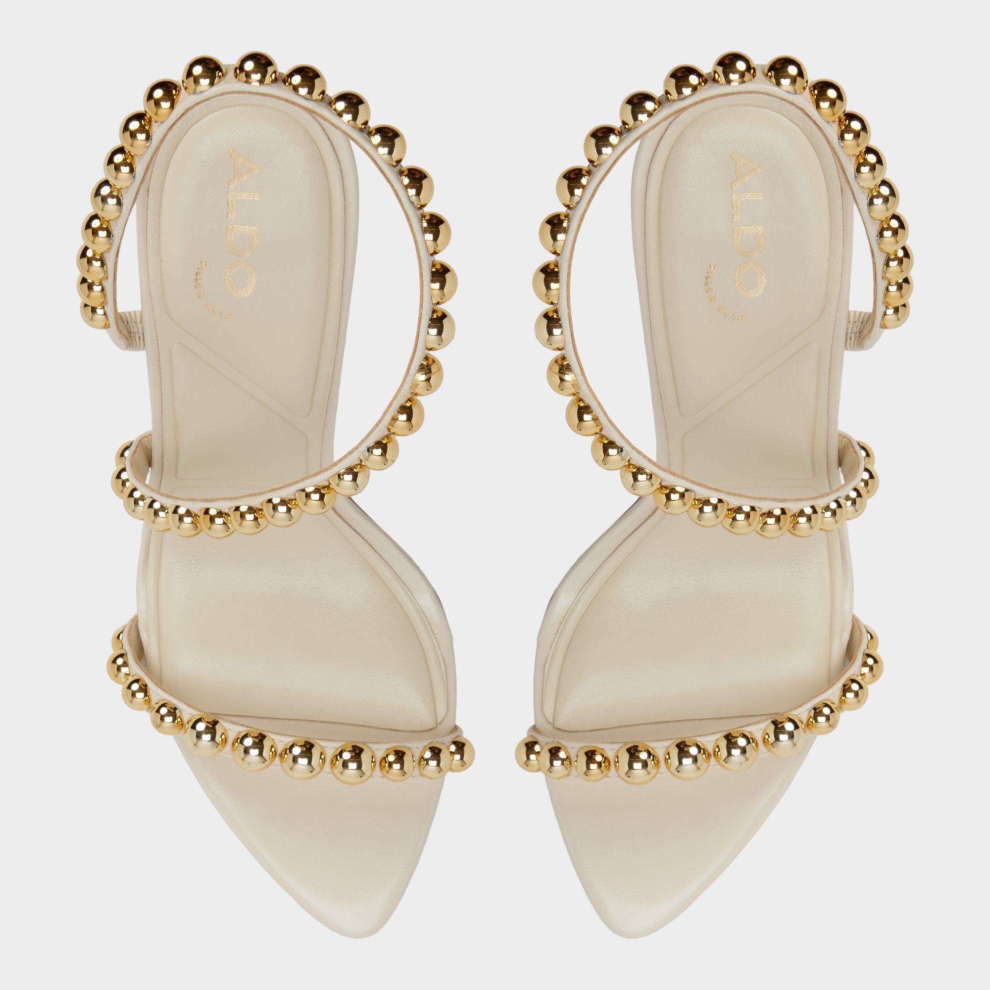 Attey in Cream - Strappy heeled sandal, Stiletto heel