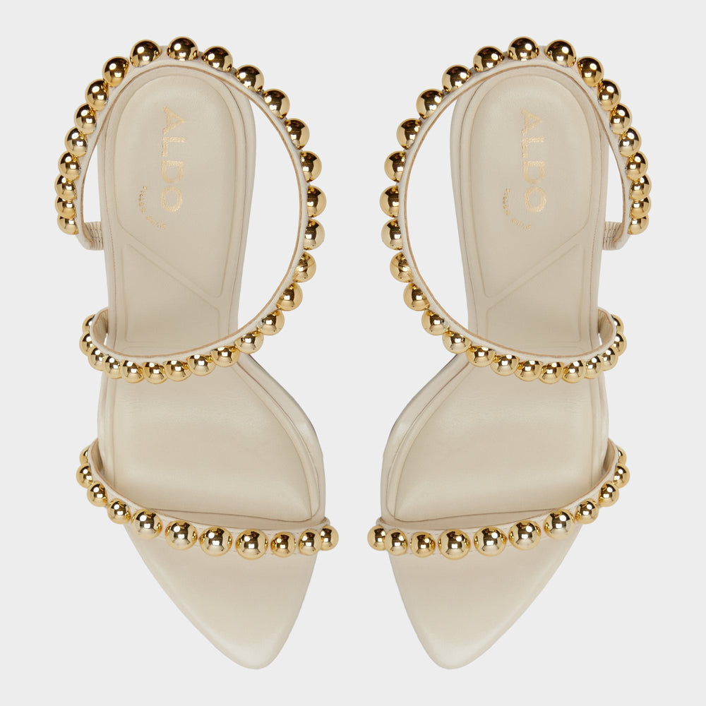 Attey in Cream - Strappy heeled sandal, Stiletto heel