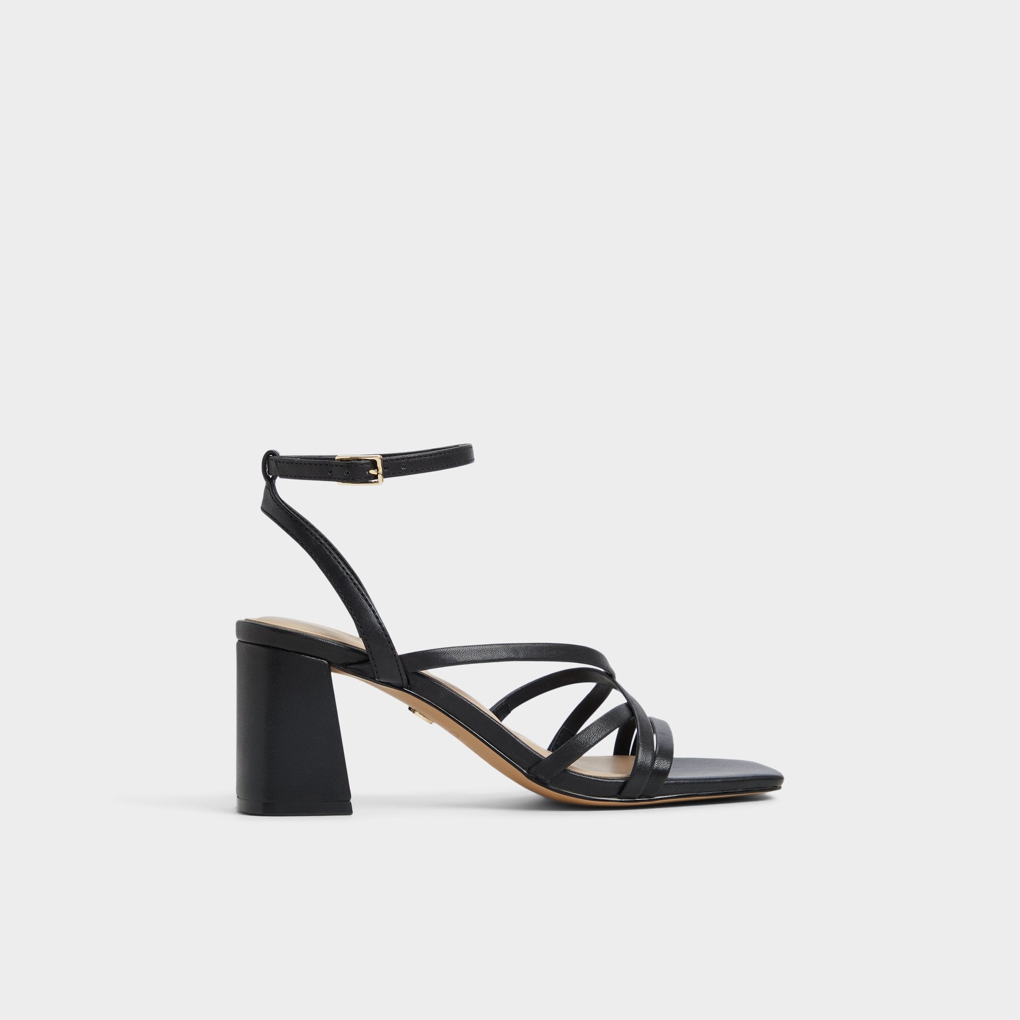 Esther Black Women's Block heels - Strappy heeled sandal, Block heel