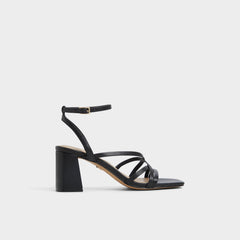 Esther Black Women's Block heels - Strappy heeled sandal, Block heel