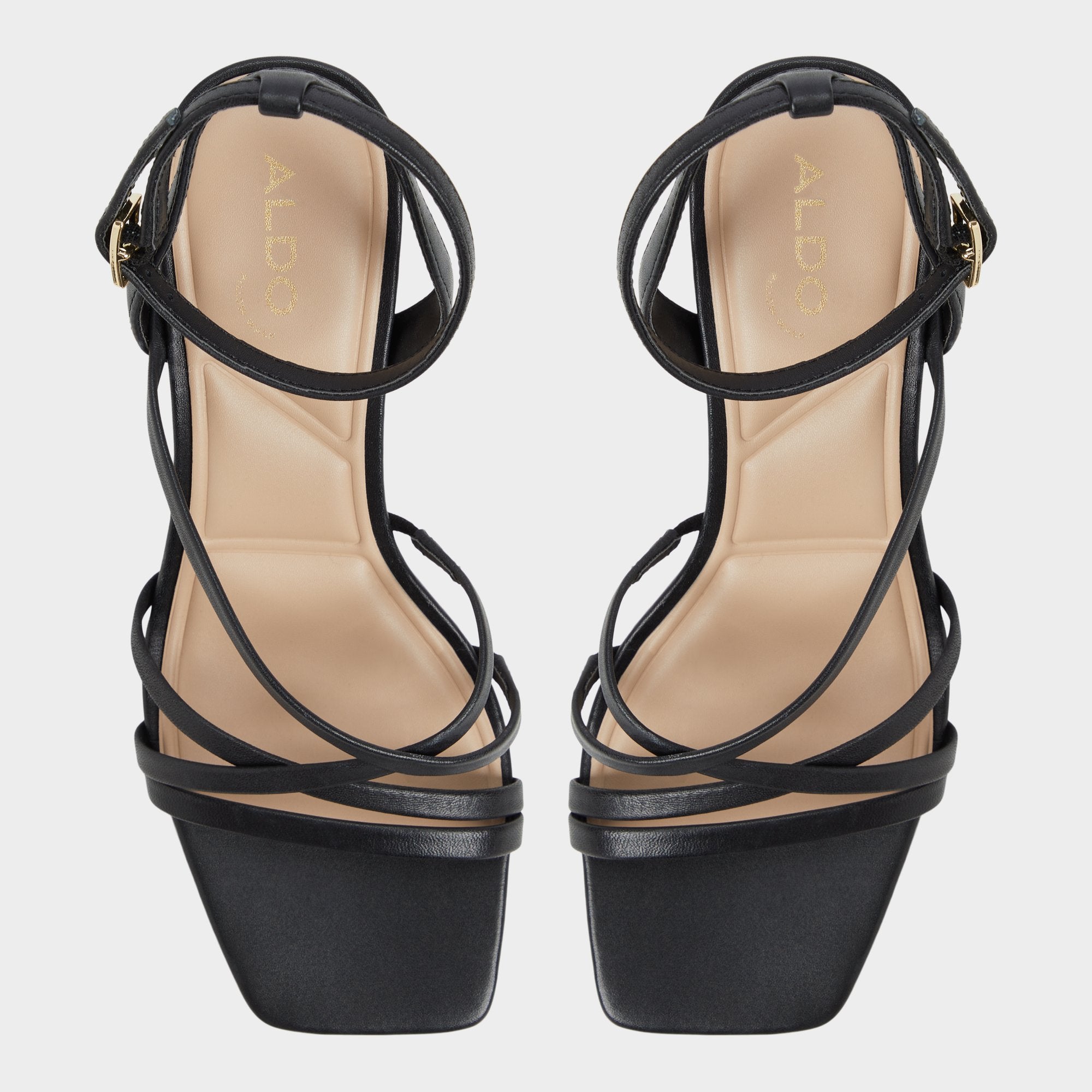 Esther Black Women's Block heels - Strappy heeled sandal, Block heel