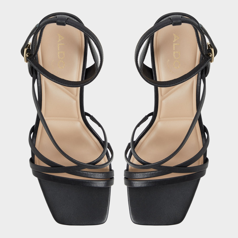 Esther Black Women's Block heels - Strappy heeled sandal, Block heel