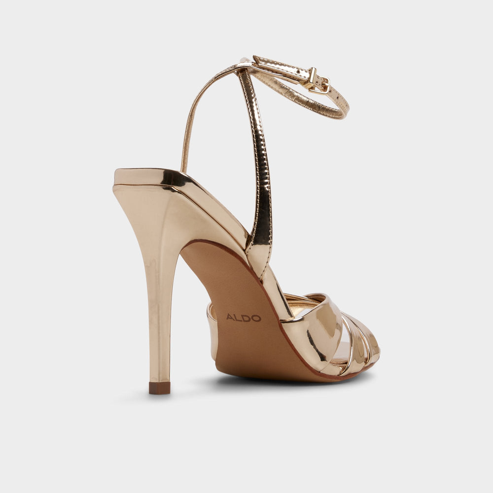 Meteora in Gold - Strappy heeled sandal, Stiletto heel