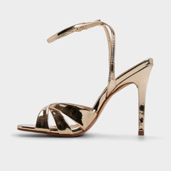 Meteora in Gold - Strappy heeled sandal, Stiletto heel