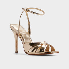 Meteora in Gold - Strappy heeled sandal, Stiletto heel