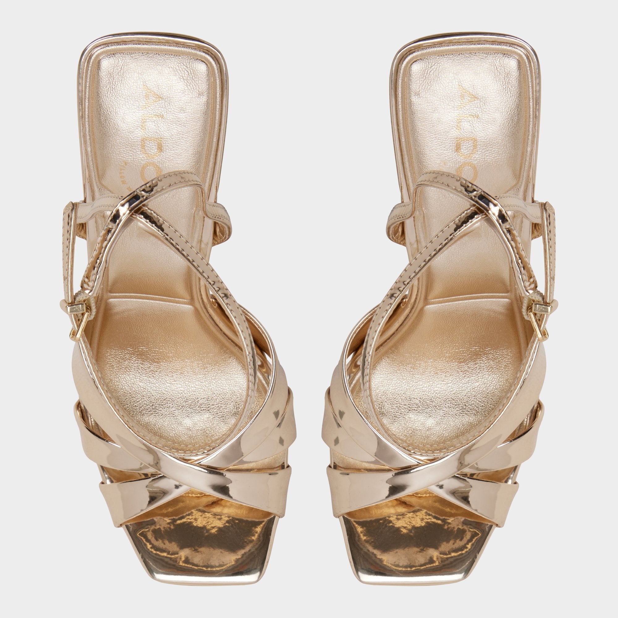Meteora in Gold - Strappy heeled sandal, Stiletto heel