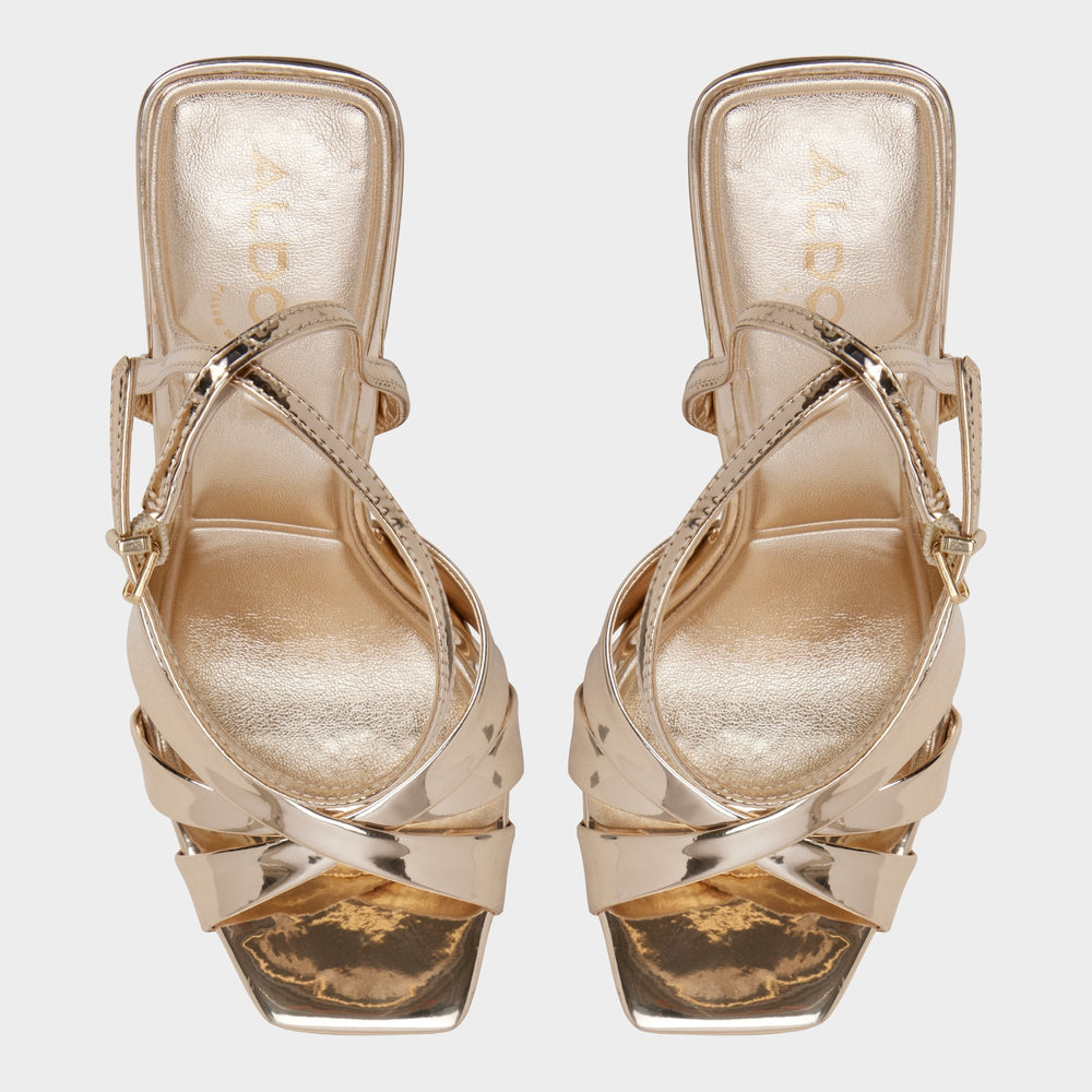 Meteora in Gold - Strappy heeled sandal, Stiletto heel