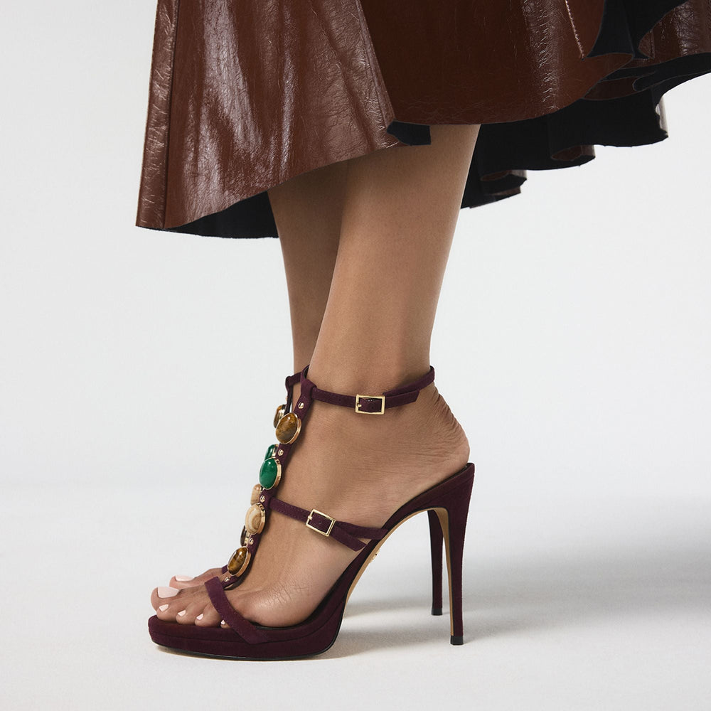 Opalia in Bordo - Strappy heeled sandal, Platform