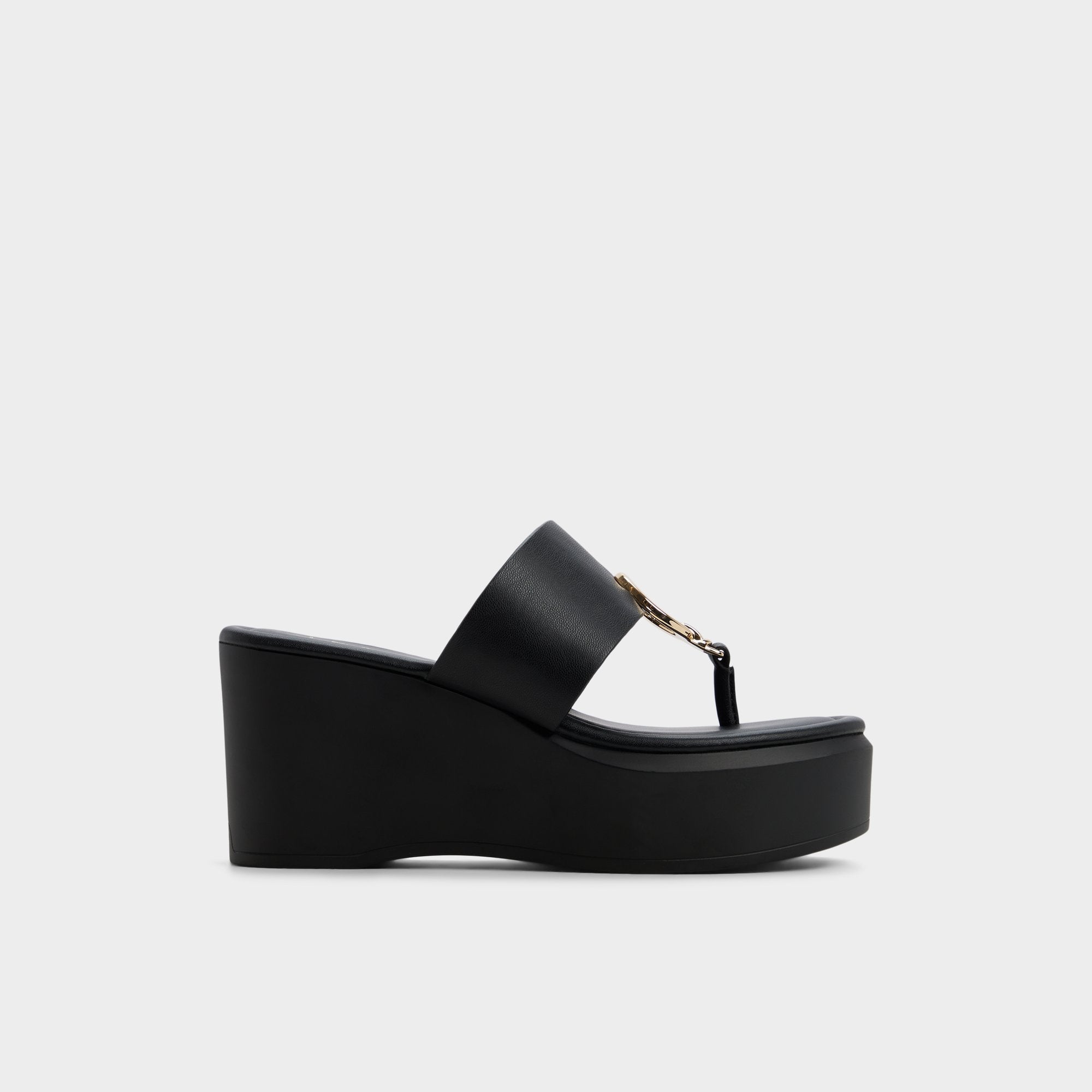 Friegan in Black - Slide sandal, Wedge heel
