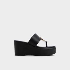 Friegan in Black - Slide sandal, Wedge heel