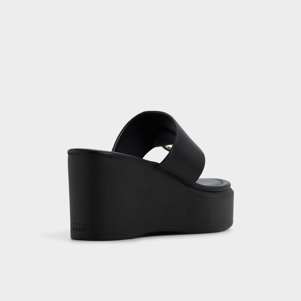 Friegan in Black - Slide sandal, Wedge heel