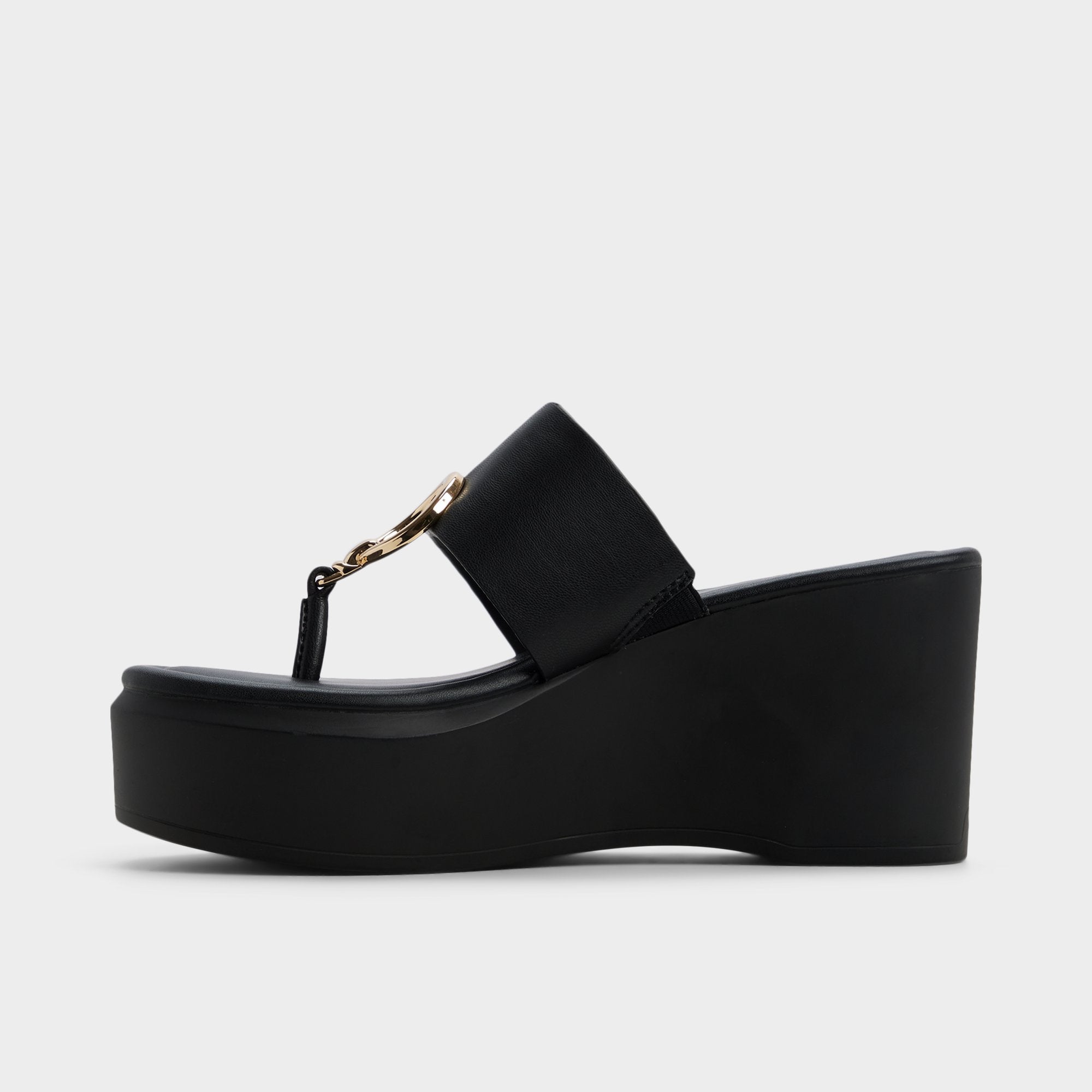 Friegan in Black - Slide sandal, Wedge heel