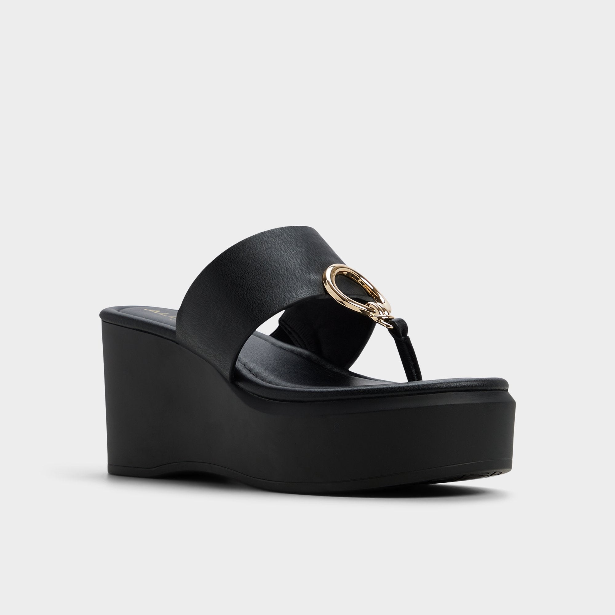 Friegan in Black - Slide sandal, Wedge heel