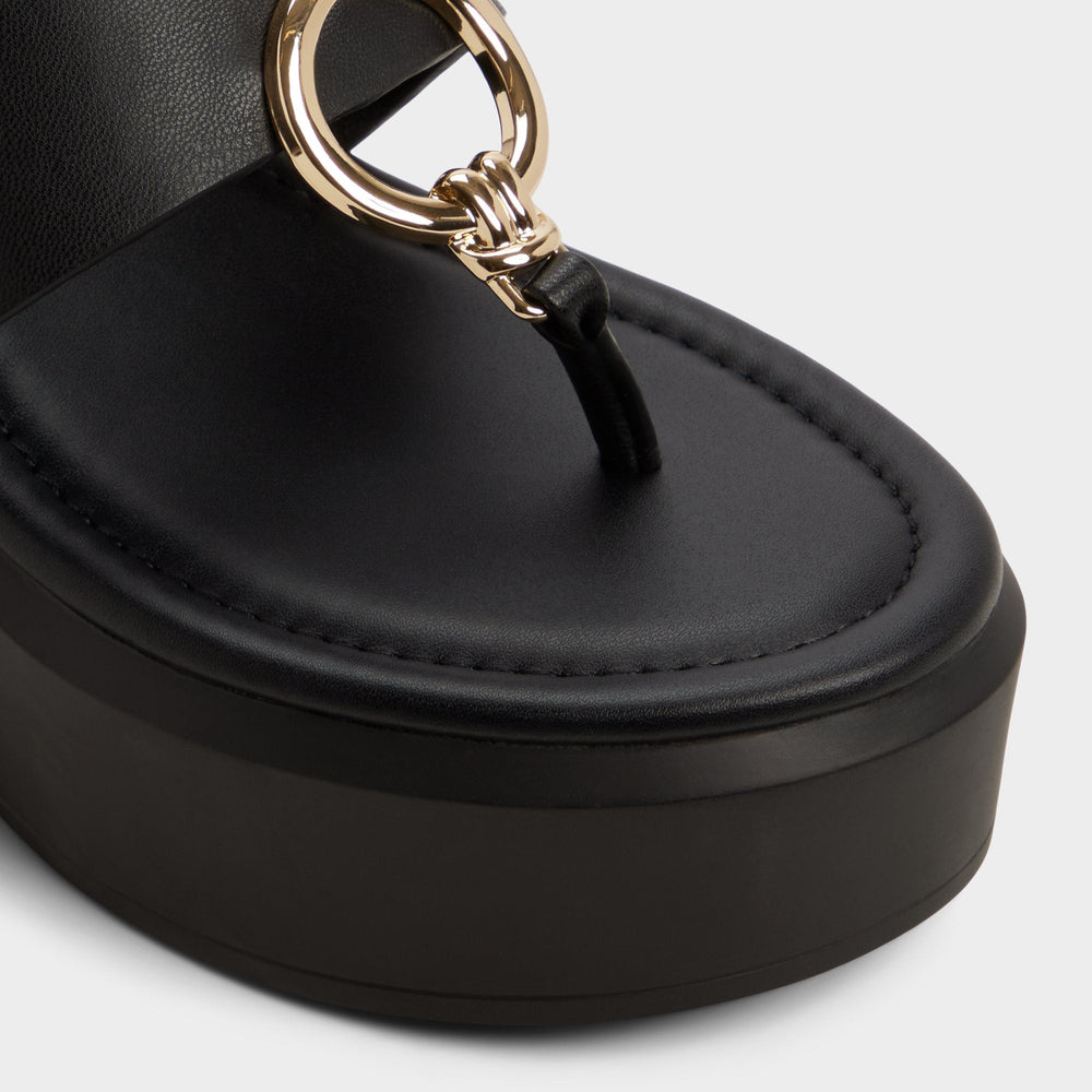 Friegan in Black - Slide sandal, Wedge heel