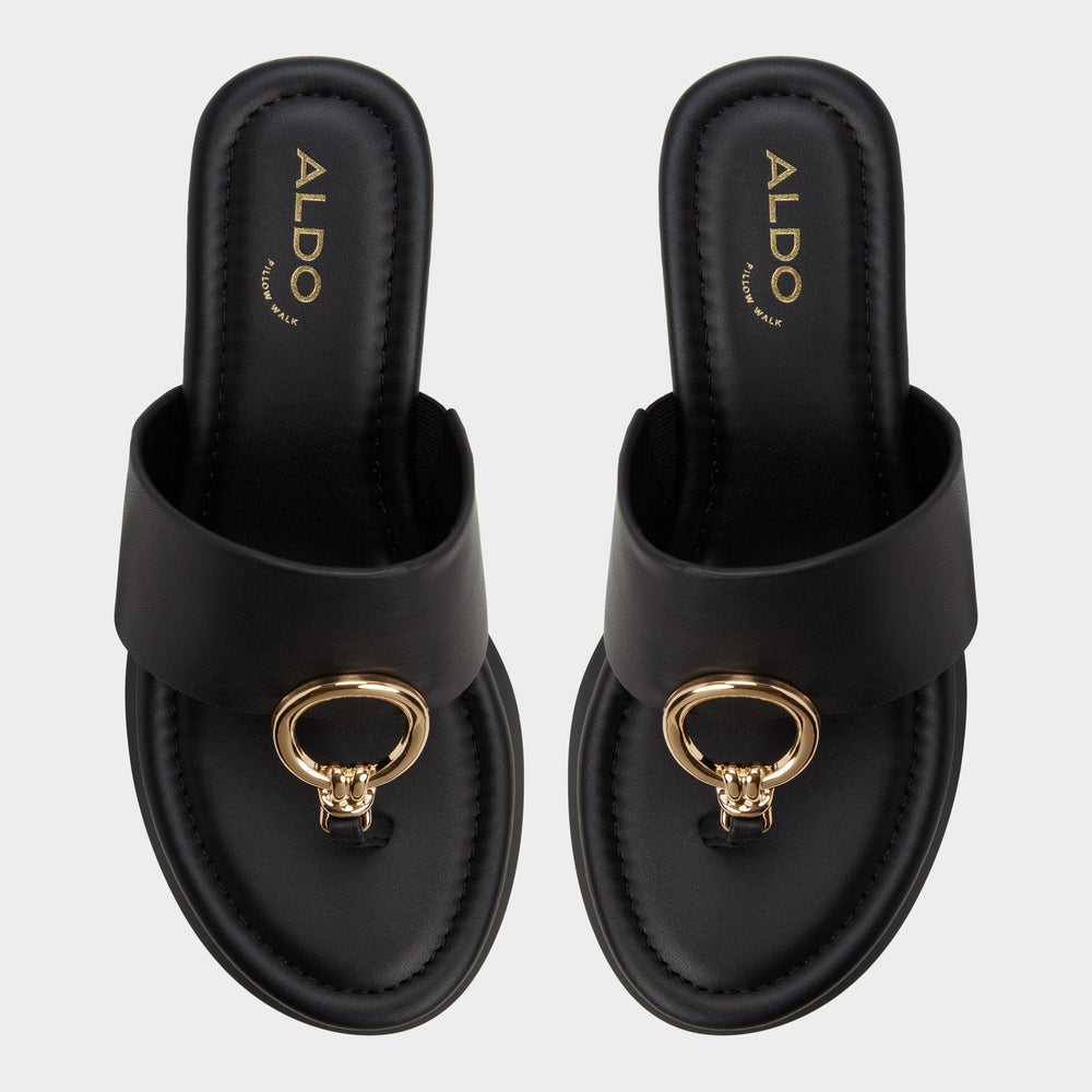 Friegan in Black - Slide sandal, Wedge heel
