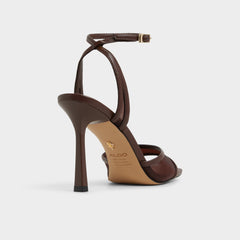 Sharra in Dark Brown - Strappy heeled sandal, Stiletto heel