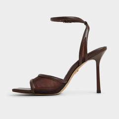Sharra in Dark Brown - Strappy heeled sandal, Stiletto heel