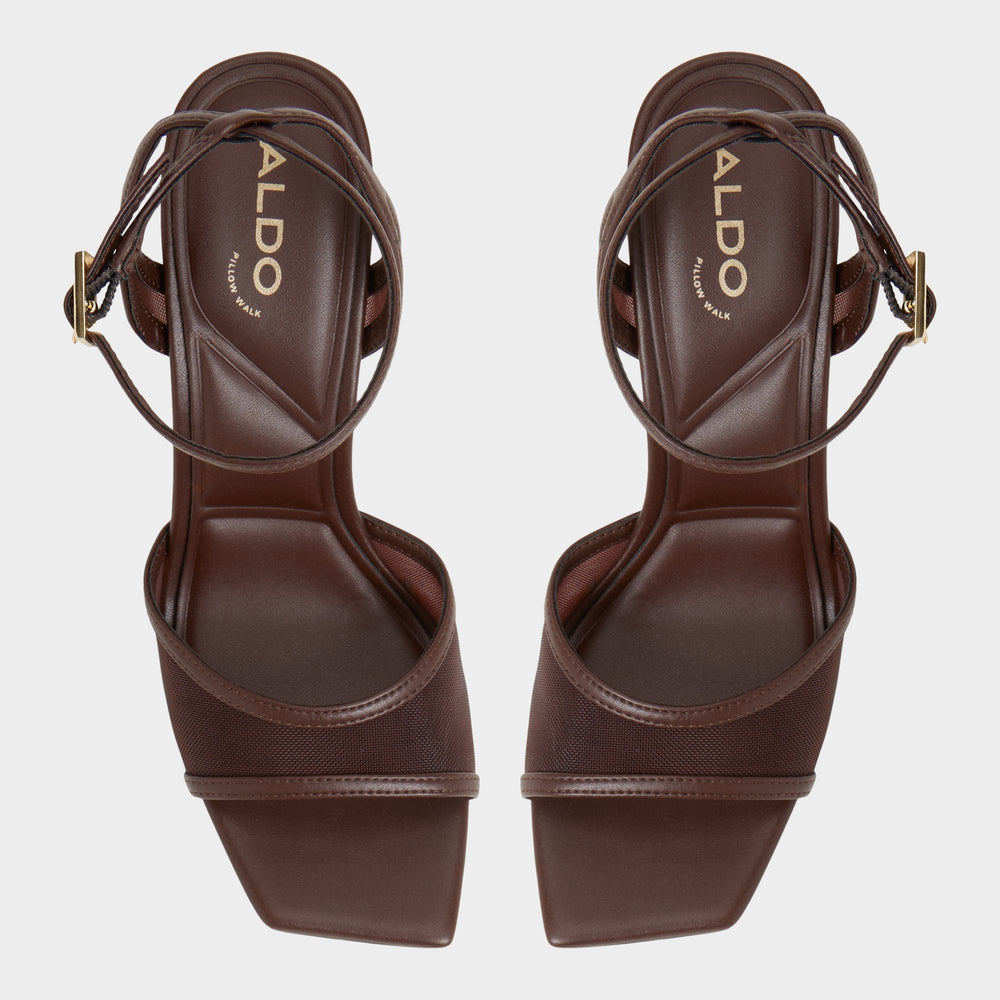 Sharra in Dark Brown - Strappy heeled sandal, Stiletto heel