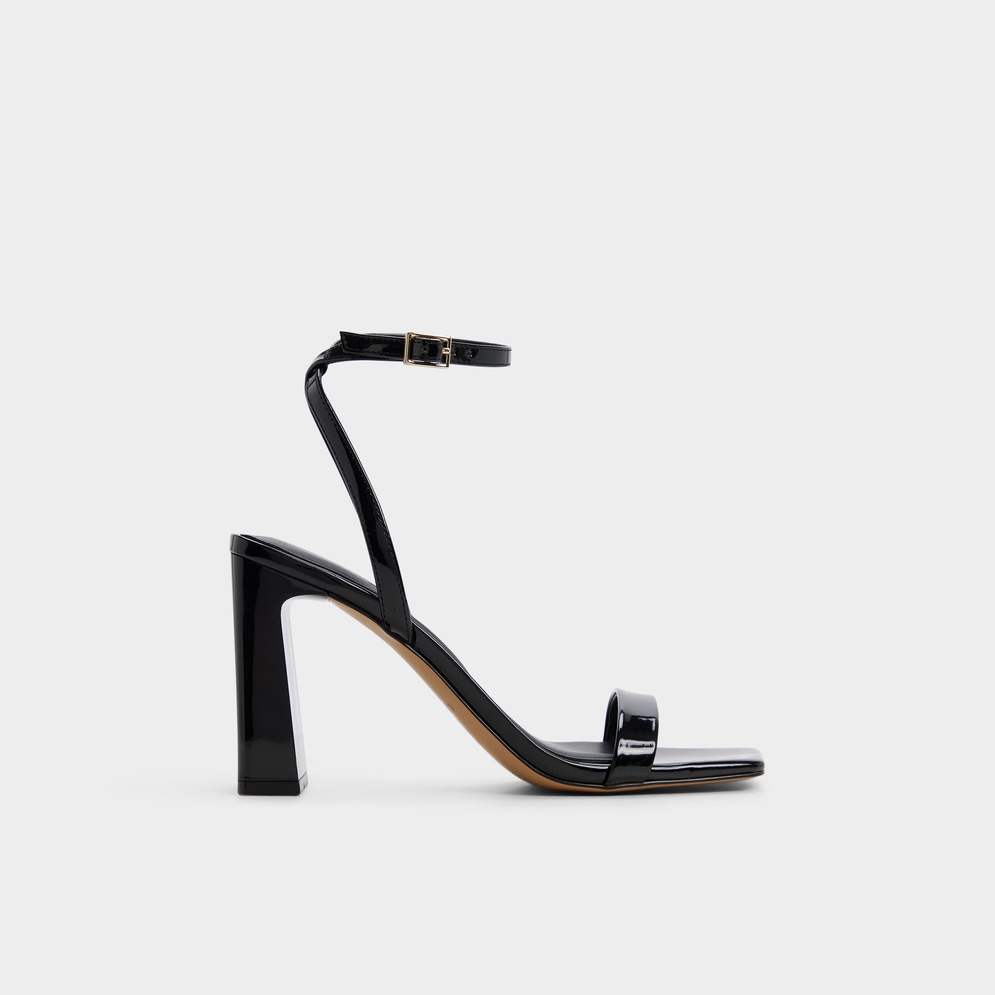 Azzira in Black - Strappy heeled sandal, Block heel