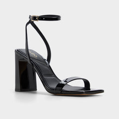 Azzira in Black - Strappy heeled sandal, Block heel