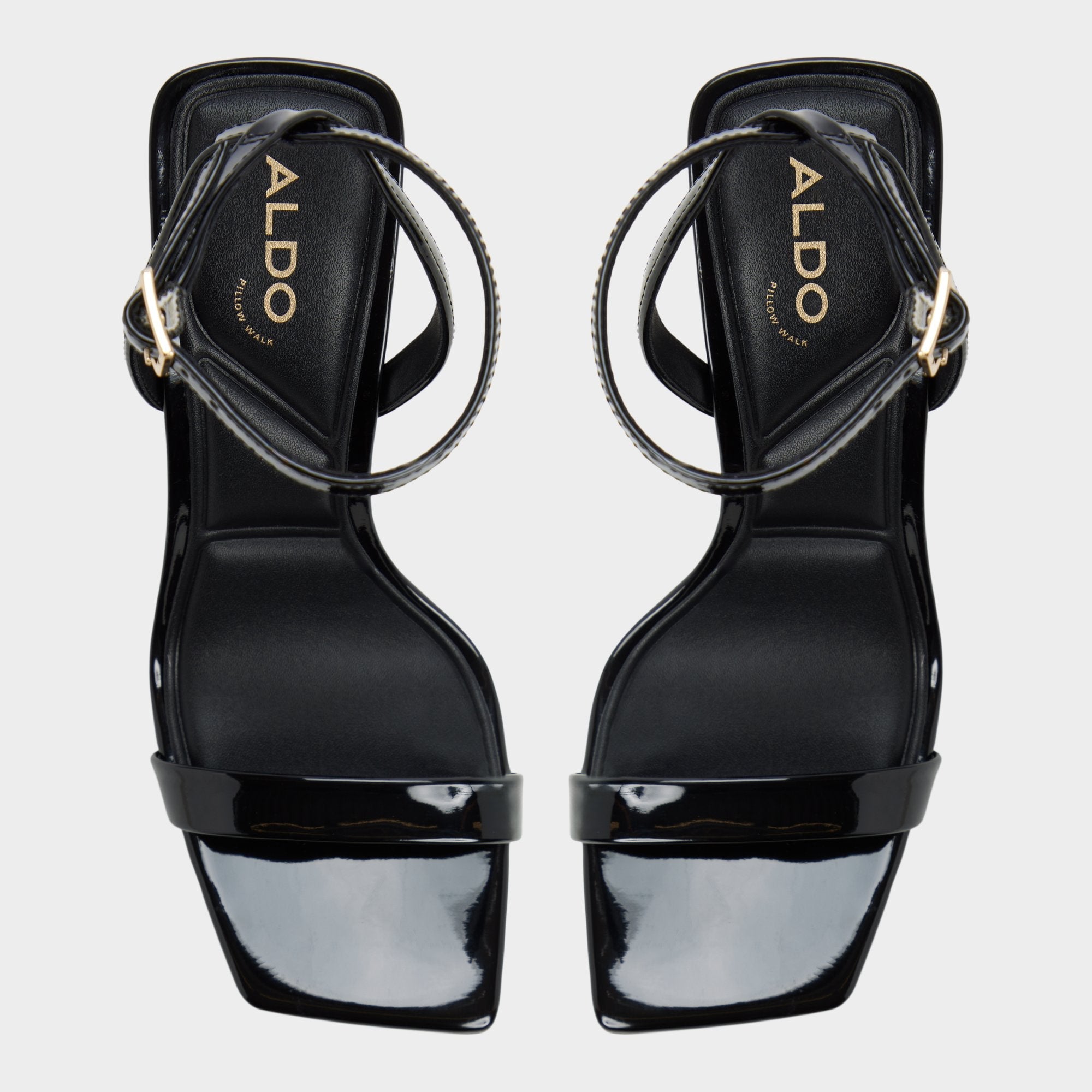 Azzira in Black - Strappy heeled sandal, Block heel