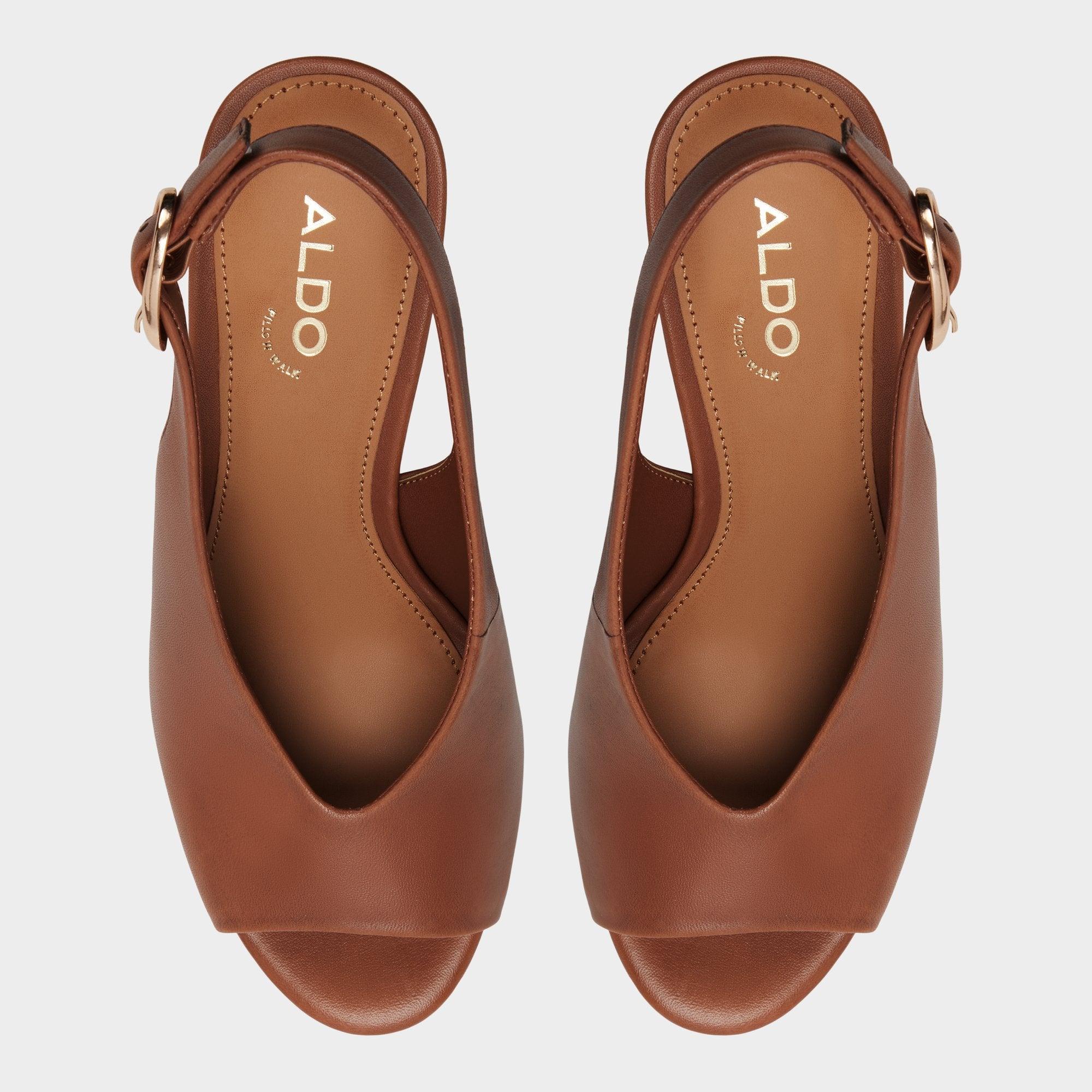 Tatianah in Dark Brown - Sling back heeled sandal, Wedge heel