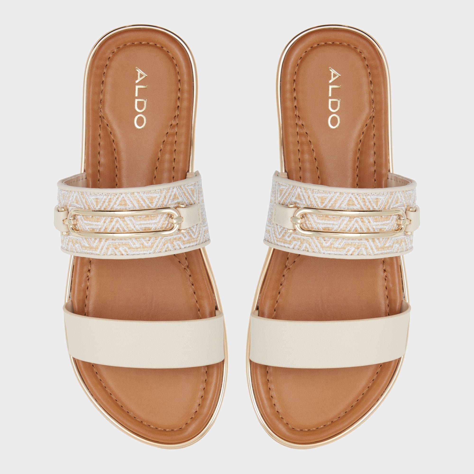 Lagoon Other Beige Synthetic Print Women's Footbed sandals - Slide sandal, Footbed sandal