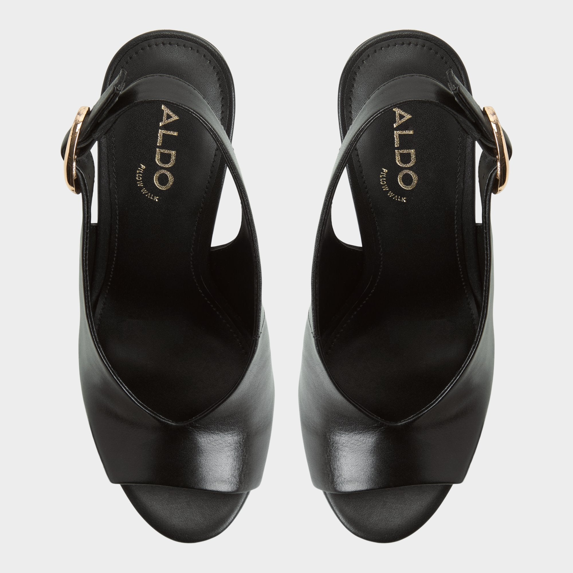 Tatianah in Black - Sling back heeled sandal, Wedge heel